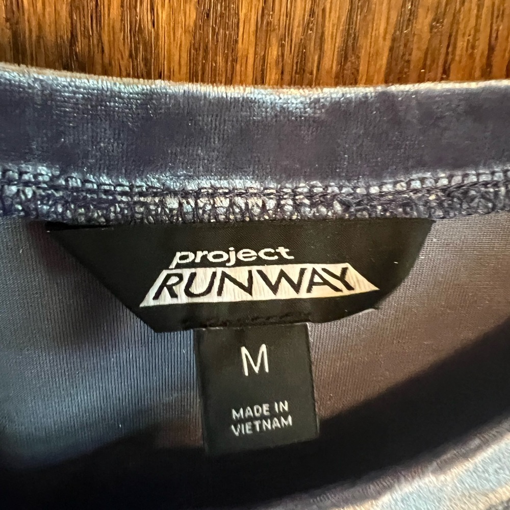 Project RUNWAY Velvet Drawstring Sweatshirt in Icy Blue - Picture 2 of 4